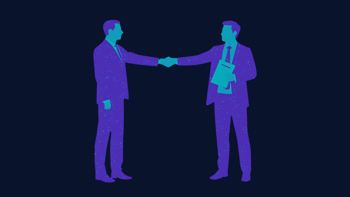 Property solicitor giving purchase documents to client